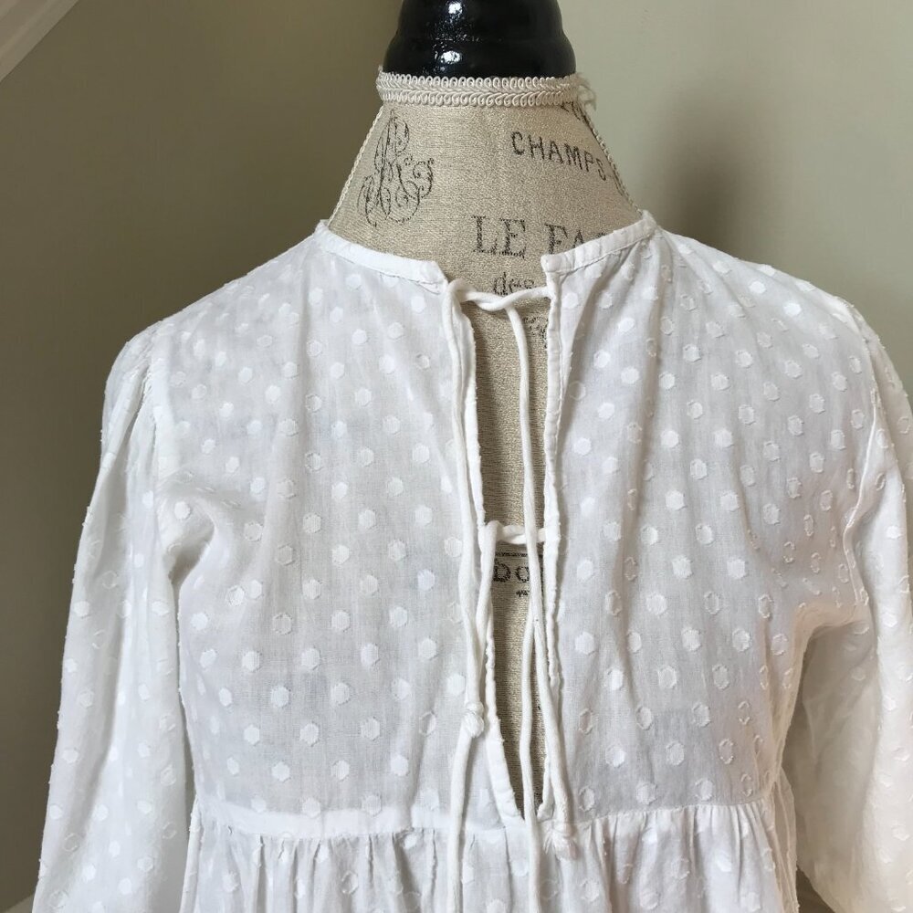 Emerson Fry Isla Mini Dress Womens XS Small White Short Sleeve Cotton Swiss Dots - Picture 6 of 12